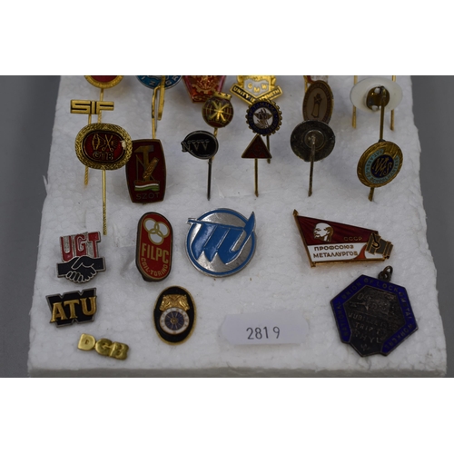 296 - Selection of Trade Union Tie Pins and Badges. Includes Russia, Poland, Canada and more