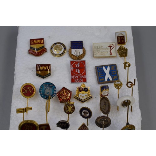 296 - Selection of Trade Union Tie Pins and Badges. Includes Russia, Poland, Canada and more