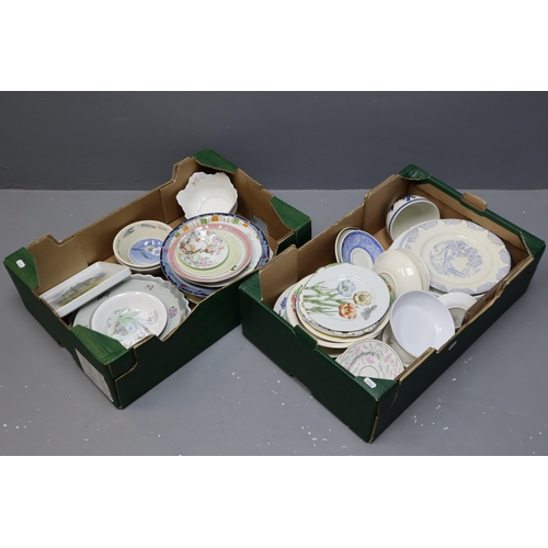 886 - A Two Boxed Lot of Various Ceramics (Mostly Collectable Plates). Includes Spode, Royal Kendal, Royal... 