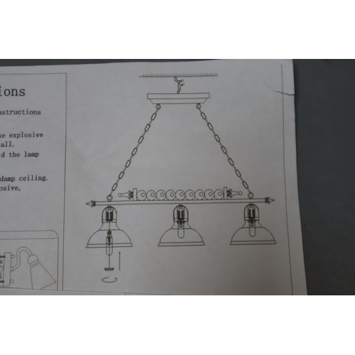 894 - Unused Pool Table Overhanging Light Fitting, with Snooker Ball Decoration, in Box with Instructions ... 