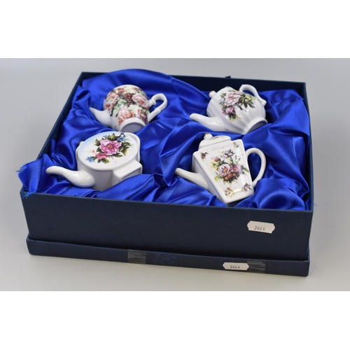 313 - Boxed Set of Miniature Floral Teapots