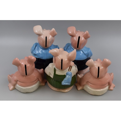 907 - A Set of Five Wade Ceramic Nat West Piggy Banks, No Stoppers