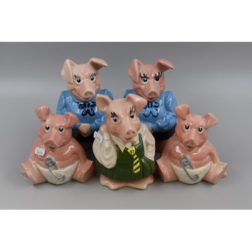 907 - A Set of Five Wade Ceramic Nat West Piggy Banks, No Stoppers