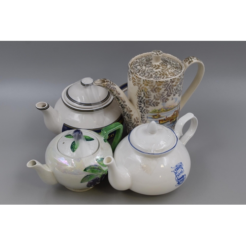 331 - Four Quality Vintage collectable Ceramic Teapots to include Tetley Tea, Sadler, Carlton Ware and oth... 