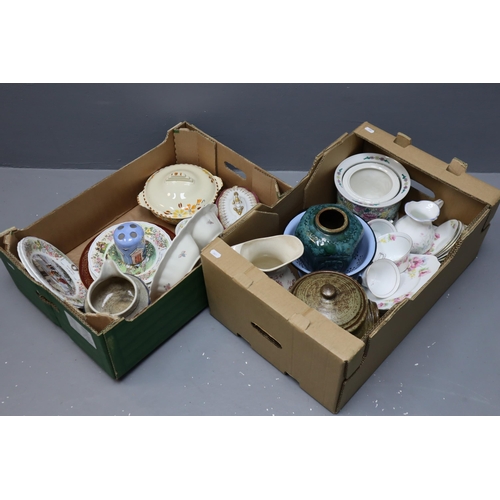 891 - Two Boxes to include a Mixed Selection of Ceramics and Stoneware. Includes Crown Devon, Colclough, R... 