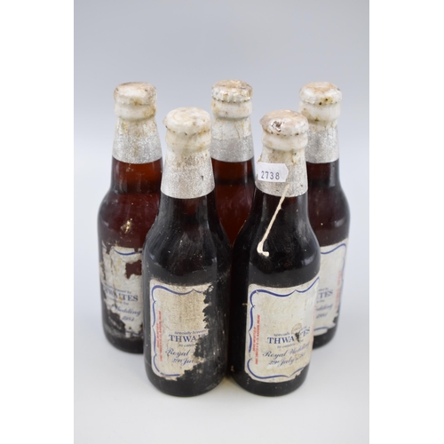 341 - Five Bottles of Sealed Thwaites 1981 Charles and Diana Wedding Ale (275ml)