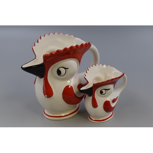 346 - Burlington Ware Rooster Milk and Cream Jug Set