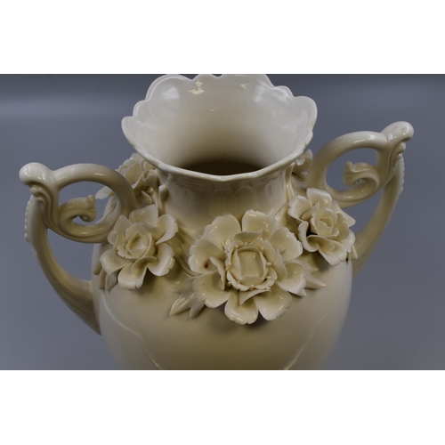 355 - Large Cream Ware Floral Vase (15