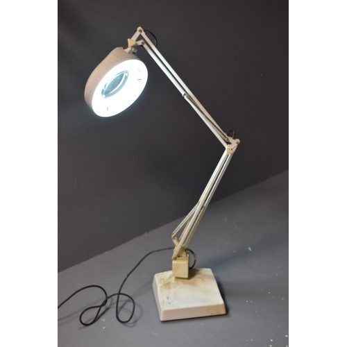 632 - Illuminated Magnifying Angle Poise Craft lamp working when tested