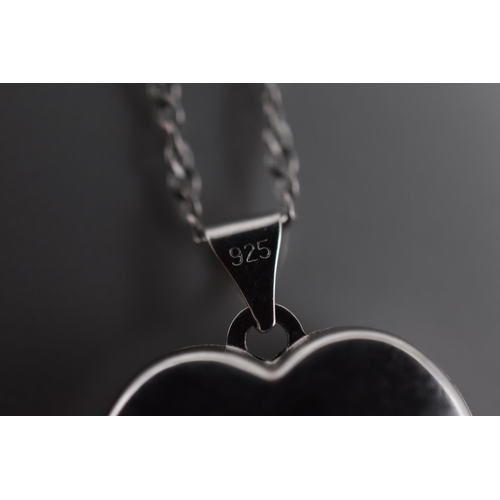 18 - Silver 925 Heart Locket Pendant Necklace