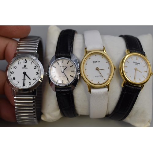 75 - Four Ladies Tissot Quartz Watches, One With Tissot Watch History Book Presentation Box