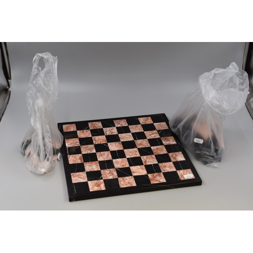 Marble Chess Board with Full Set of Marble Draughts Pieces and 31 Marble Chess Pieces