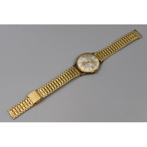 93 - A Swiss Emperor Incabloc Gold Plated and Stainless Steel Manual Wristwatch, the 34mm dial with subsi... 