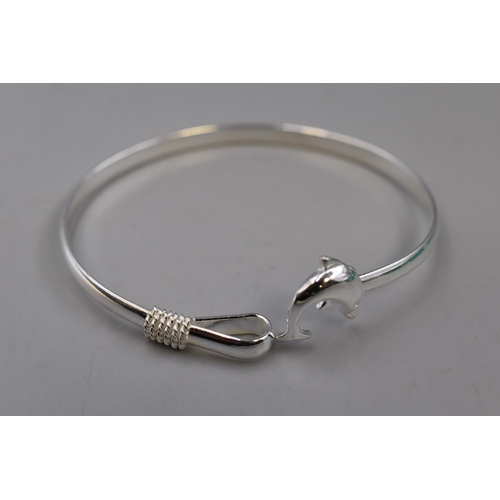 97 - Two Silver 925 Dolphin Bangles, complete in Gift Boxes