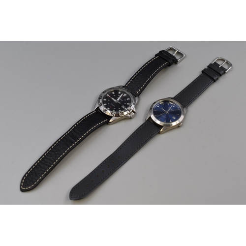 99 - Two Sekonda 50 Mtrs Quartz Watch with Leather Straps (Both Working)