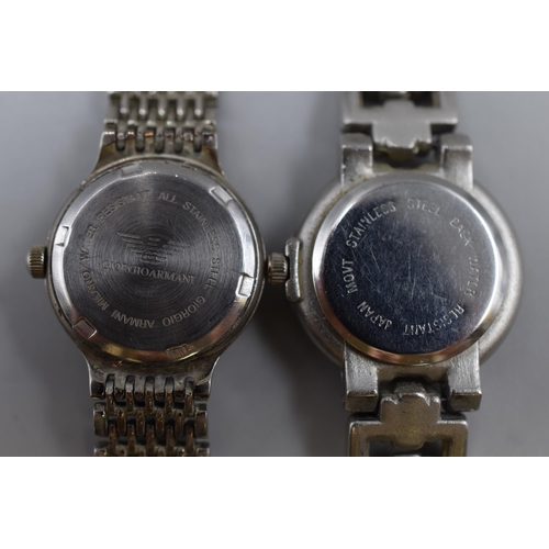 104 - Two Ladies Armani Watches (Working)