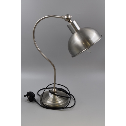 A Brushed Metal Table Lamp, Approx 18" Tall