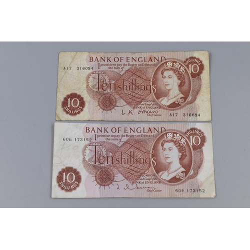 Two Elizabeth II Ten Shilling Bank Notes