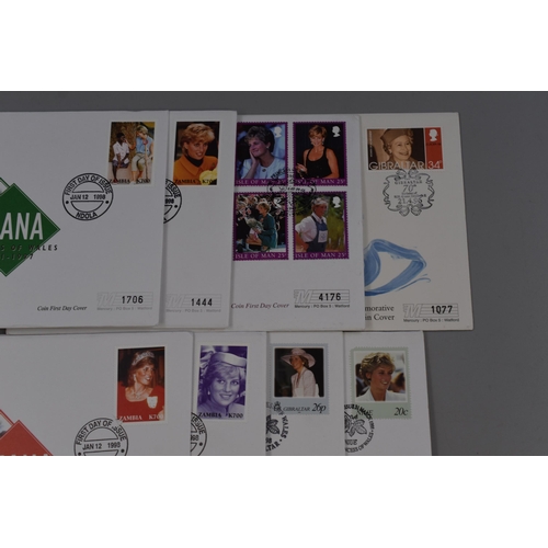 142 - Collection of Eight First Day Covers Mainly of Princess Diana, all with Proof Crown Coins. Includes ... 