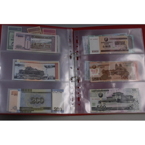 143 - Folder to include a Large Selection of Uncirculated Worldwide Banknotes. Includes Ukraine, Nicaragua... 