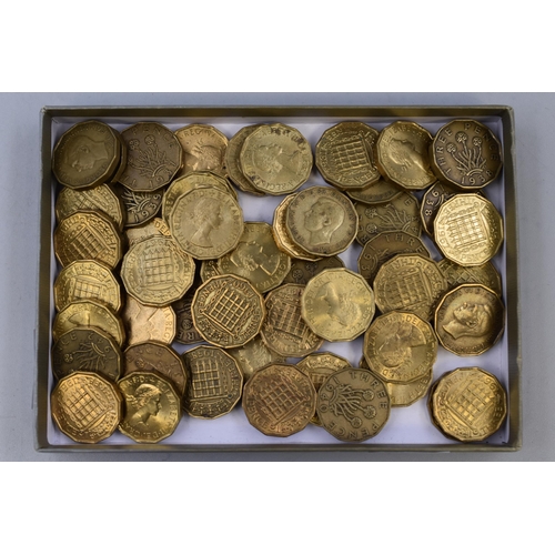 156 - Approx Assorted Three Pence Coins