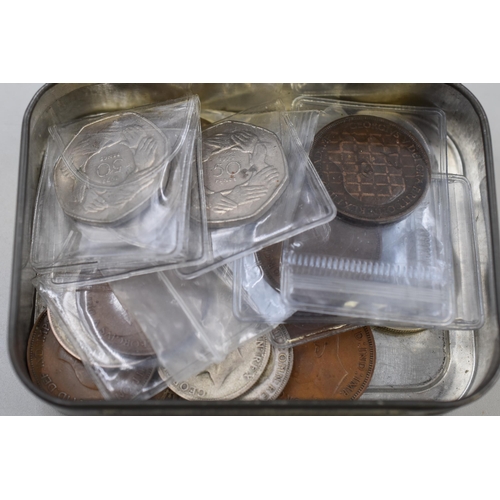 157 - Tin to include a Selection of Old Coins, includes Silver