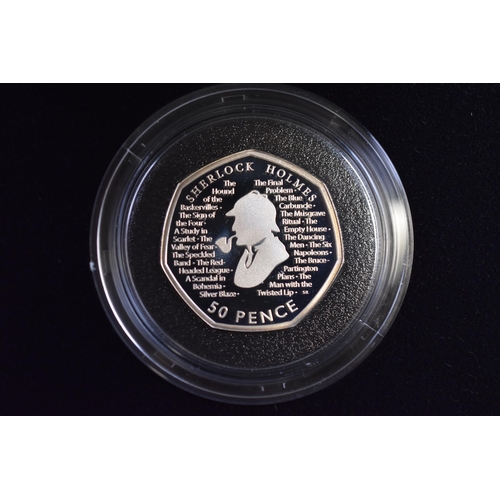 165 - Royal Mint Sherlock Holmes’s Silver Proof 50 Pence Coin Complete in Presentation Case, with Ce... 