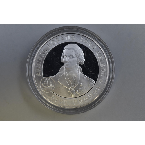 168 - Great Britons 2006 Bailiwick of Guernsey Admiral Horatio Nelson Silver Proof Crown. Complete with Ce... 