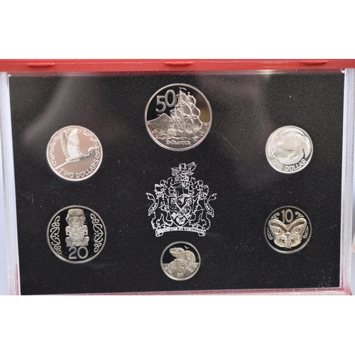 170 - 1990 New Zealand Proof Coin Collection in Presentation Case. Includes 2 Silver Coins