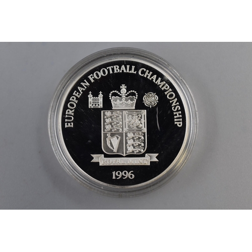 171 - Royal Mint 1996 European Football Championship 96 Silver Proof Coin Complete with Certificate