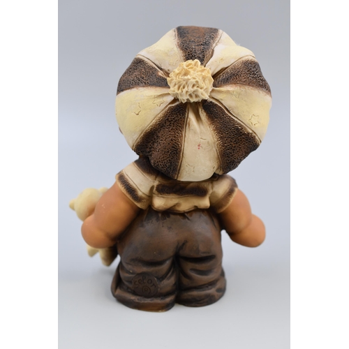 204 - 7” Portuguese Figure of a Lost Little Boy with his Teddy, Marked “Selor” to Back.