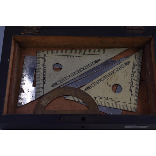 217 - Antique H A Coombs Cased Presentation Draughtsmans Set