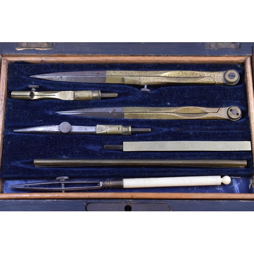 217 - Antique H A Coombs Cased Presentation Draughtsmans Set