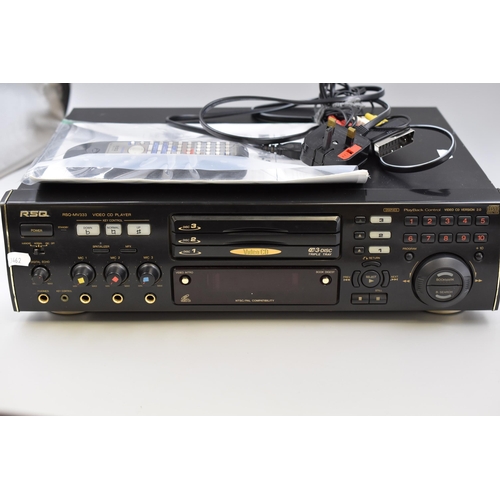 571 - An RSQ Video Karaoke (CDGs) Player (MV-333), With Instructions and Remote. Powers on When Tested