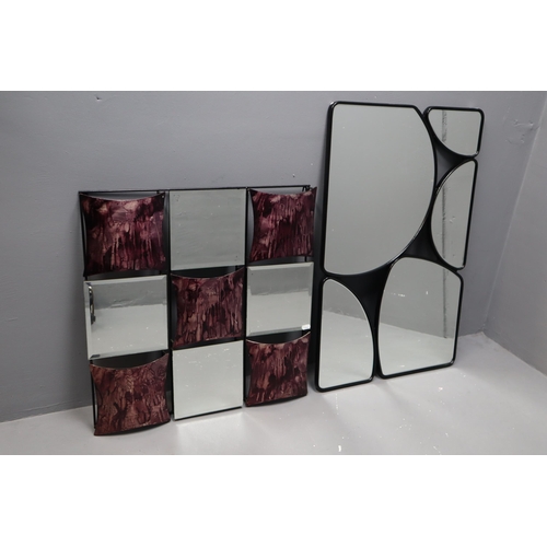 582 - Two Wall Mirrors to include Dunelm Black Pebble Effect Mirror and a Purple Wall Art Mirror (33.5&rdq... 