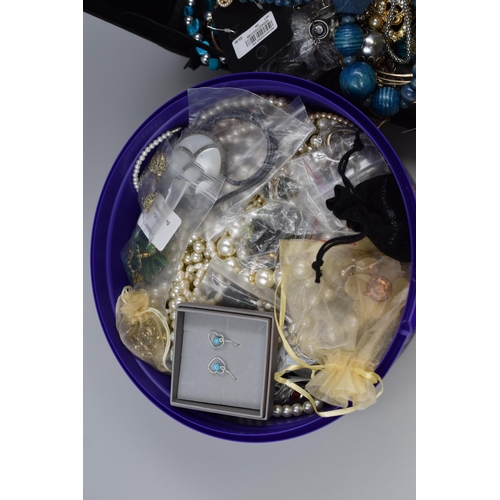 481 - A Tub and a Jewellery Box to include a Large Selection of Unsorted Jewellery