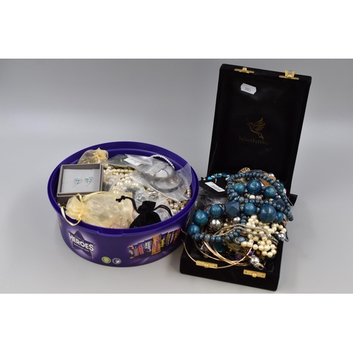 481 - A Tub and a Jewellery Box to include a Large Selection of Unsorted Jewellery