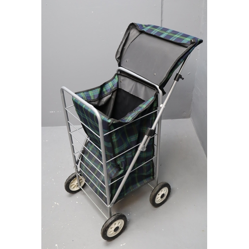 594 - Sabichi Caged, Lightweight, Four Wheel Shopping Trolley In Strong Green & Blue Tartan Fabric, Ad... 