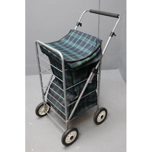 594 - Sabichi Caged, Lightweight, Four Wheel Shopping Trolley In Strong Green & Blue Tartan Fabric, Ad... 