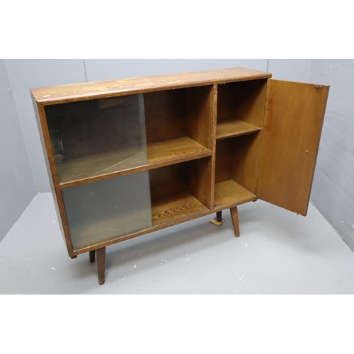 654 - Vintage Mid-Century Modern Sliding Glass Door Book Cabinet Approx 42