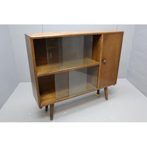 654 - Vintage Mid-Century Modern Sliding Glass Door Book Cabinet Approx 42