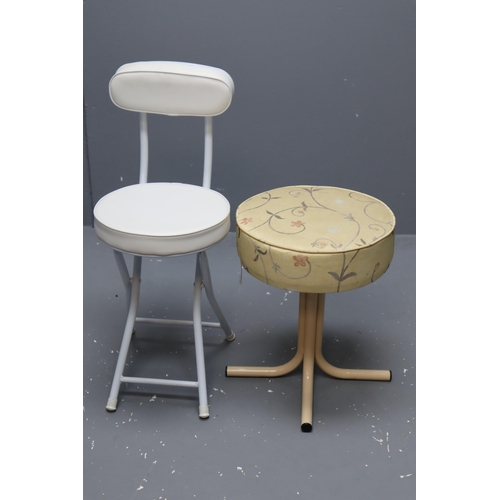 658 - Two Small Stools to include a Manor House Stool and a Folding White Stool