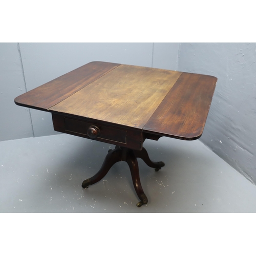 605 - A Georgian Style Antique Mahogany Dropleaf Table, With One Fitted Drawer. Approx 38