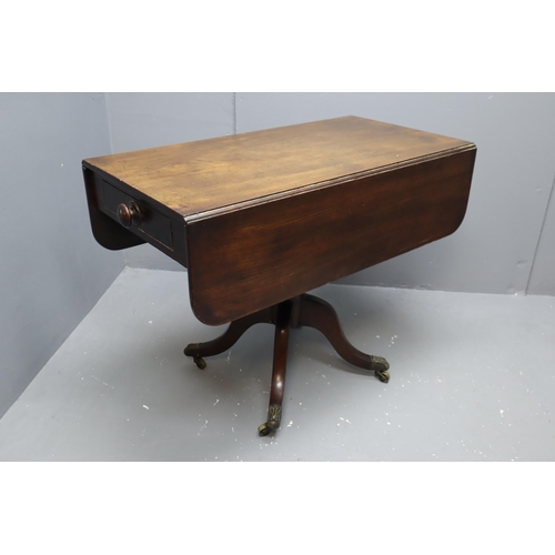 605 - A Georgian Style Antique Mahogany Dropleaf Table, With One Fitted Drawer. Approx 38