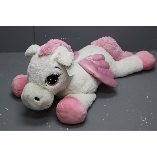 608 - Giant Softies Pearl The Pegasus Horse Soft Toy (Approx. 47” Long)