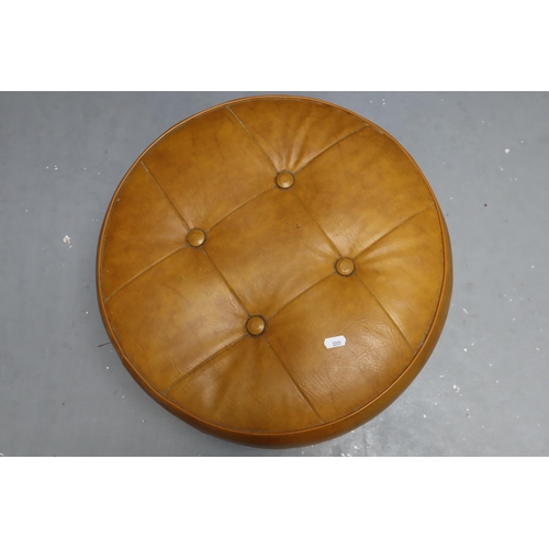 634 - Vintage Leather Round Foot Stool Approx 18