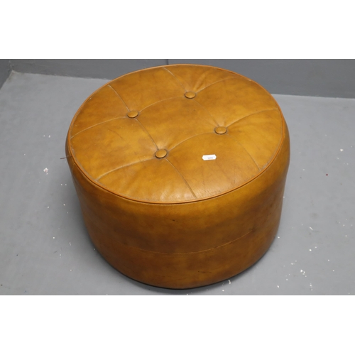 634 - Vintage Leather Round Foot Stool Approx 18