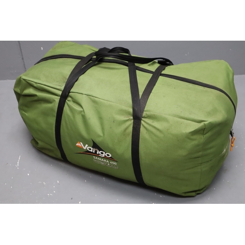 674 - Vango Samara 600 Moss Six Person Tent, Concealed Within Storage Bag, Unchecked, Approx 28 kg