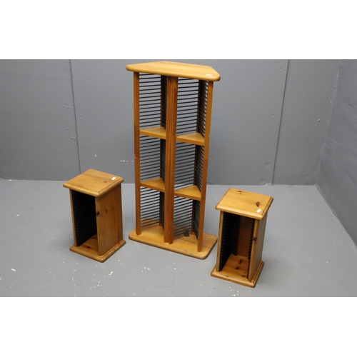 612 - Pine Three Section Cd Storage Rack