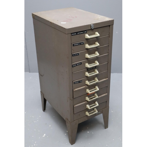 617 - Vintage Stor Industrial 10 Drawers Filing Cabinet Approx 29